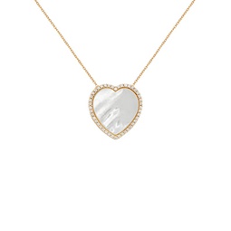Yellow Gold Dipped Mother-Of-Pearl & Cubic Zirconia Heart Pendant Necklace