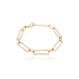 14K Gold Vermeil & Cubic Zirconia Pave Link Bracelet