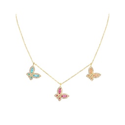 14K Yellow Gold Vermeil & Cubic Zirconia Butterfly Charm Necklace