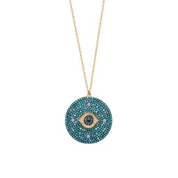 22K Goldplated Turquoise & Cubic Zirconia Evil Eye Pendant Necklace