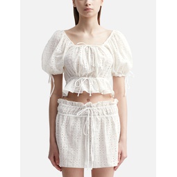 WHITE BRODERIE ANGLAISE CROPPED TOP