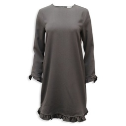 Ganni Ruffle-Trimmed Mini Dress In Black Polyester