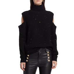 Norah Sequined Cold Shoulder Sweater