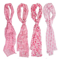 4 pcs Cancer Awareness, 60-in Womens Pink Ribbon Breast Cancer Awareness Scarves