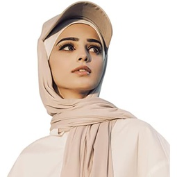 Premium Jersey Hijab with Hat │Lightweight Jersey Knit Hijab for Women Muslim │Solid Color Instant Hijab - Sports Head Scarf
