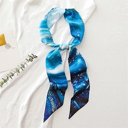 MJWDP Square Scarf Hair Tie Print Satin Silk Scarf Head Scarf for Women Small Long Strip Silk Scarf (Color : A, Size : 6 * 125CM)