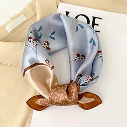 MJWDP Square Scarf Hair Tie Print Satin Silk Scarf Head Scarf for Women Small Long Strip Silk Scarf (Color : A, Size : 53 * 53CM)