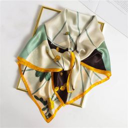 MJWDP Silk Scarf Large Square Scarf French Retro Thin Section Spring and Autumn Mulberry Silk Shawl Scarf (Color : A, Size : One Size)
