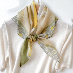 MJWDP Olive Green and Yellow Pearl Gauze Small Square Scarf Silk Scarf Womens All-Match Spring and Autumn Thin Scarf (Color : A, Size : One Size), Yellow,green