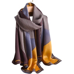 LEIGE Striped Long Thin Silk Scarf Womens Spring Autumn Winter Scarf Shawl (Color : A, Size : One Size)