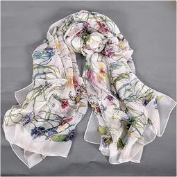 LEIGE 100% Silk Scarf Cape Floral Long Scarves Women Summer Beach Shawl Winter Scarves180*110cm (Color : A, Size : One size)