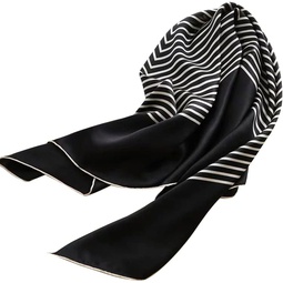 LEIGE Nordic Geometric Striped Silk Square Scarf Female Mulberry Silk Spring and Autumn Shawl (Color : A, Size : One Size)