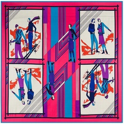 LEIGE Silk Scarf Skating Sportsman Print Neckerchief Large Square Scarves Foulard Female Hijab (Color : A, Size : 130cm*130cm)