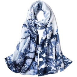 Long Pure Silk Scarf Women Shawl Female Neck Silk Scarves Printed 100% Silk Beach Cover-ups Muslim Hijab