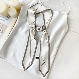 MJWDP Square Scarf Hair Tie Print Satin Silk Scarf Head Scarf for Women Small Long Strip Silk Scarf (Color : A, Size : 7 * 130CM)
