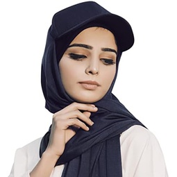 Premium Jersey Hijab with Hat │Lightweight Jersey Knit Hijab for Women Muslim │Solid Color Instant Hijab - Sports Head Scarf