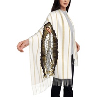 Virgen de Guadalupe Prayer Shawls Wrap For Women Gold Line Blanket Scarf Cashmere Mexican Virgin Mary