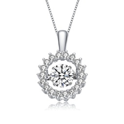 sterling silver cubic zirconia wreath pendant necklace