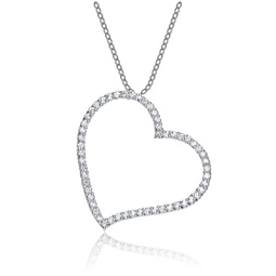 sterling silver cubic zirconia heart shape pendant necklace
