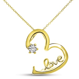 sterling silver gold plated cubic zirconia love heart necklace