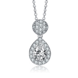 sterling silver cubic zirconia halo and cluster necklace