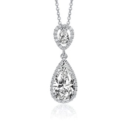 sterling silver cubic zirconia halo necklace