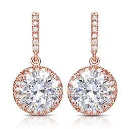 sterling silver with blue sapphire & diamond cubic zirconia halo drop dangle earrings