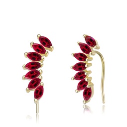 sterling silver with gold plated ruby cubic zirconia earrings