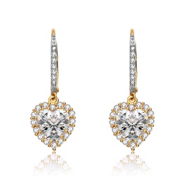 sterling silver gold plated cubic zirconia pear heart pave halo drop dangle earrings