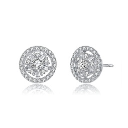 sterling silver cubic zirconia framed stud earrings