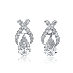 sterling silver cubic zirconia pear stud earrings