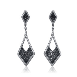 sterling silver black plated cubic zirconia drop earrings