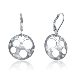 sterling silver cubic zirconia bubble brushed earrings