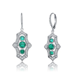 sterling silver emerald cubic zirconia leverback drop earrings