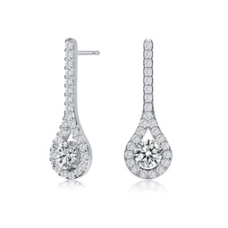 sterling silver cubic zirconia solitaire teardrop earrings
