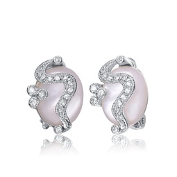 sterling silver cubic zirconia and white stone swirl stud earrings