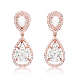 sterling silver rose gold plated howlite cubic zirconia halo drop earrings