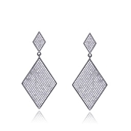 sterling silver black plated cubic zirconia pave drop earrings