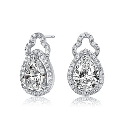 sterling silver cubic zirconia halo open post drop earrings