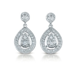 sterling silver cubic zirconia pear dangling earrings
