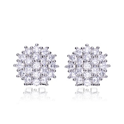sterling silver cubic zirconia round cluster earrings