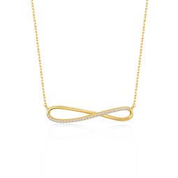 14k gold plated with diamond cubic zirconia infinity symbol ribbon pendant necklace in sterling silver