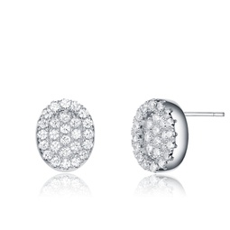 sterling silver cubic zirconia pave oval stud earrings