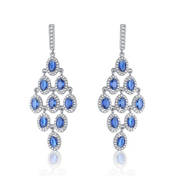 sterling silver sapphire cubic zirconia chandelier earrings