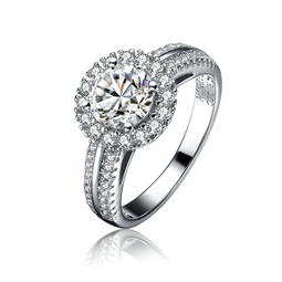 sterling silver cubic zirconia circle solitaire ring