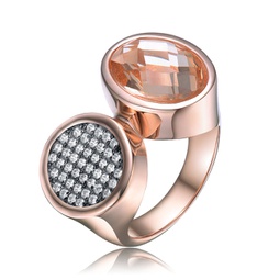 sterling silver rose gold plated morganite cubic zirconia pave cocktail ring