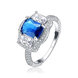 sterling silver ocean blue cubic zirconia solitaire ring