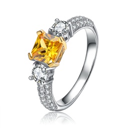 sterling silver yellow cubic zirconia halo ring