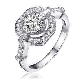 sterling silver cubic zirconia accent modern engagement ring