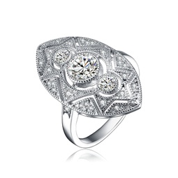 sterling silver clear round cubic zirconia filigree ring